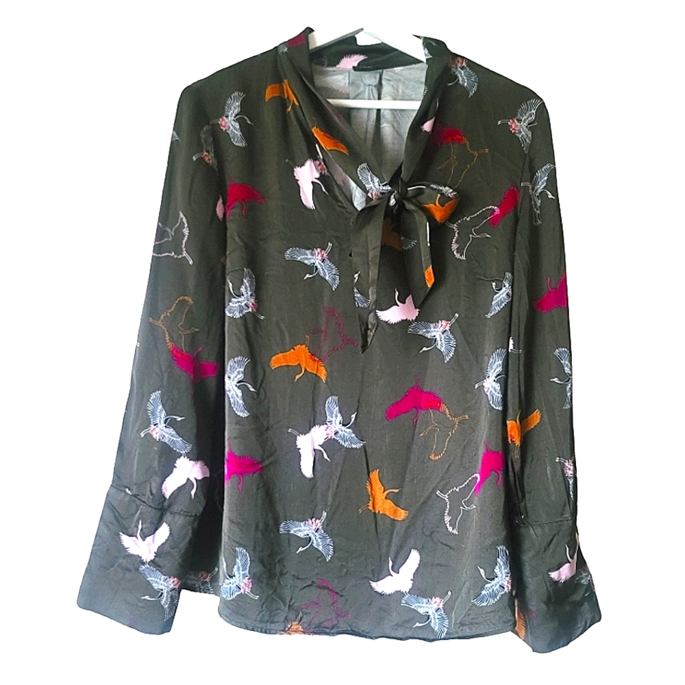 S.Oliver Pattern Blouse Size 10 Sage Green